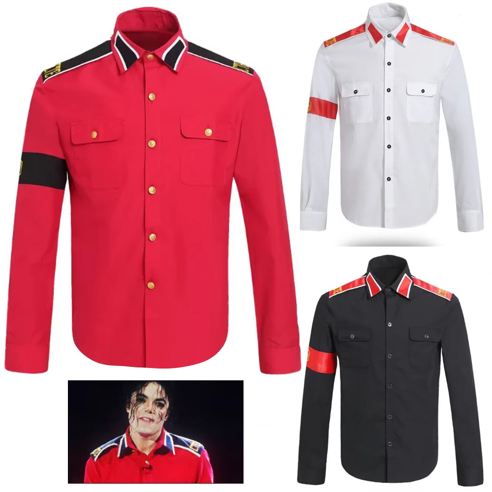 Vintage Victorian Fashion - Michael Jackson Anti-War Military Shirt Men's