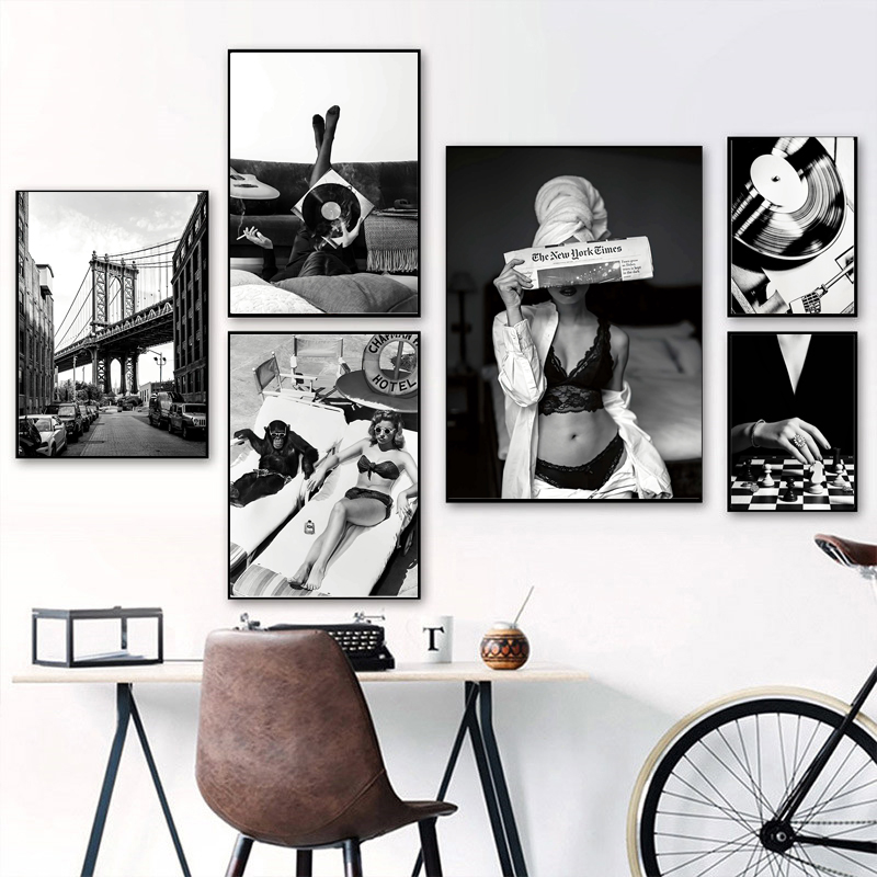 Vintage Fashion Prints For Wall - Black and White Vintage Wall Art