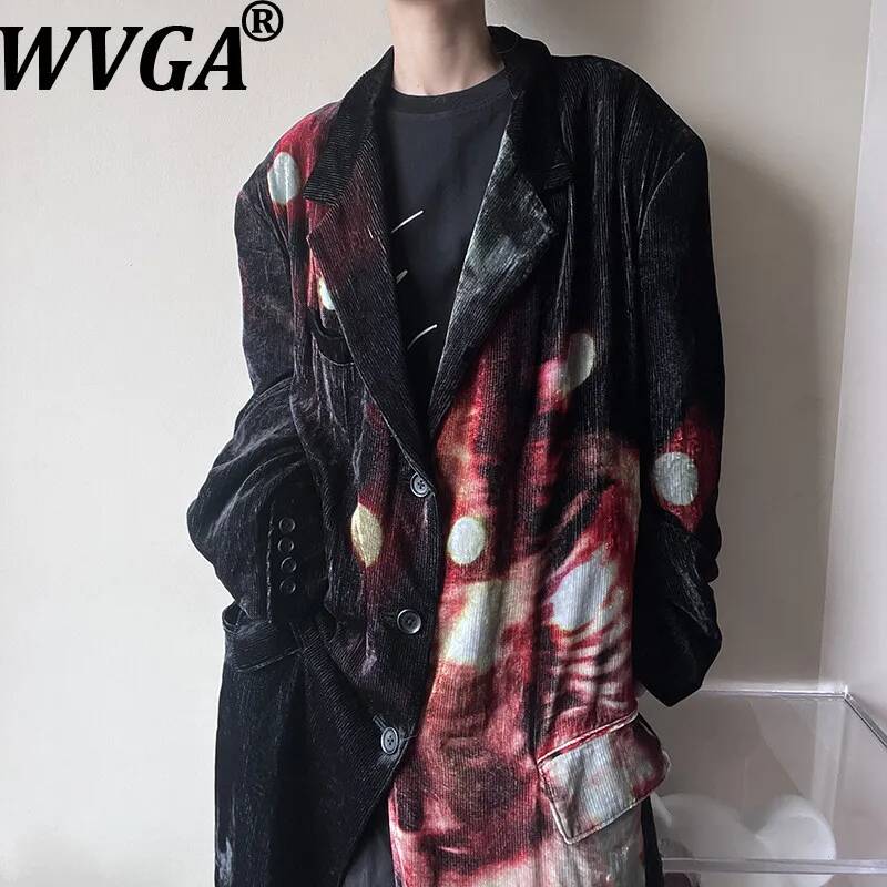 Velvet Blazer Vintage - WVGA Spring Autumn New Men Darkwear