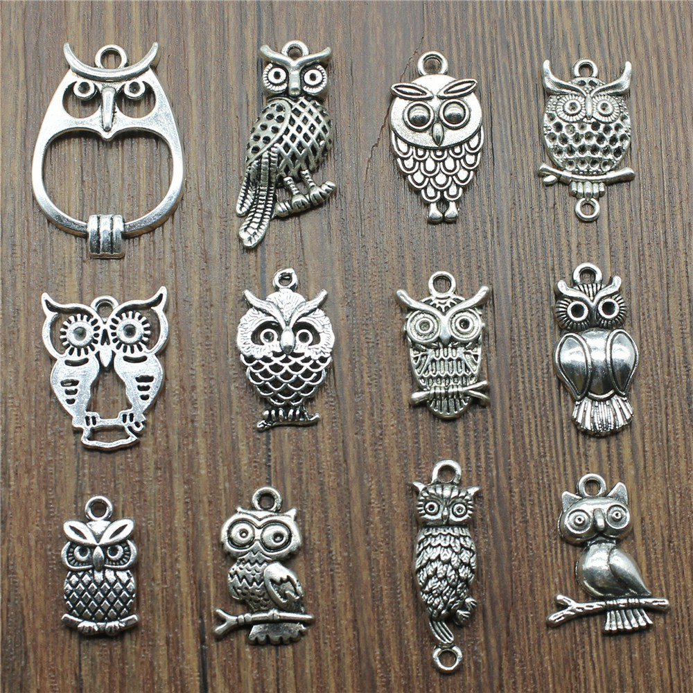 Vintage Fashion Online - 10pcs Charms Owl Antique Silver Color