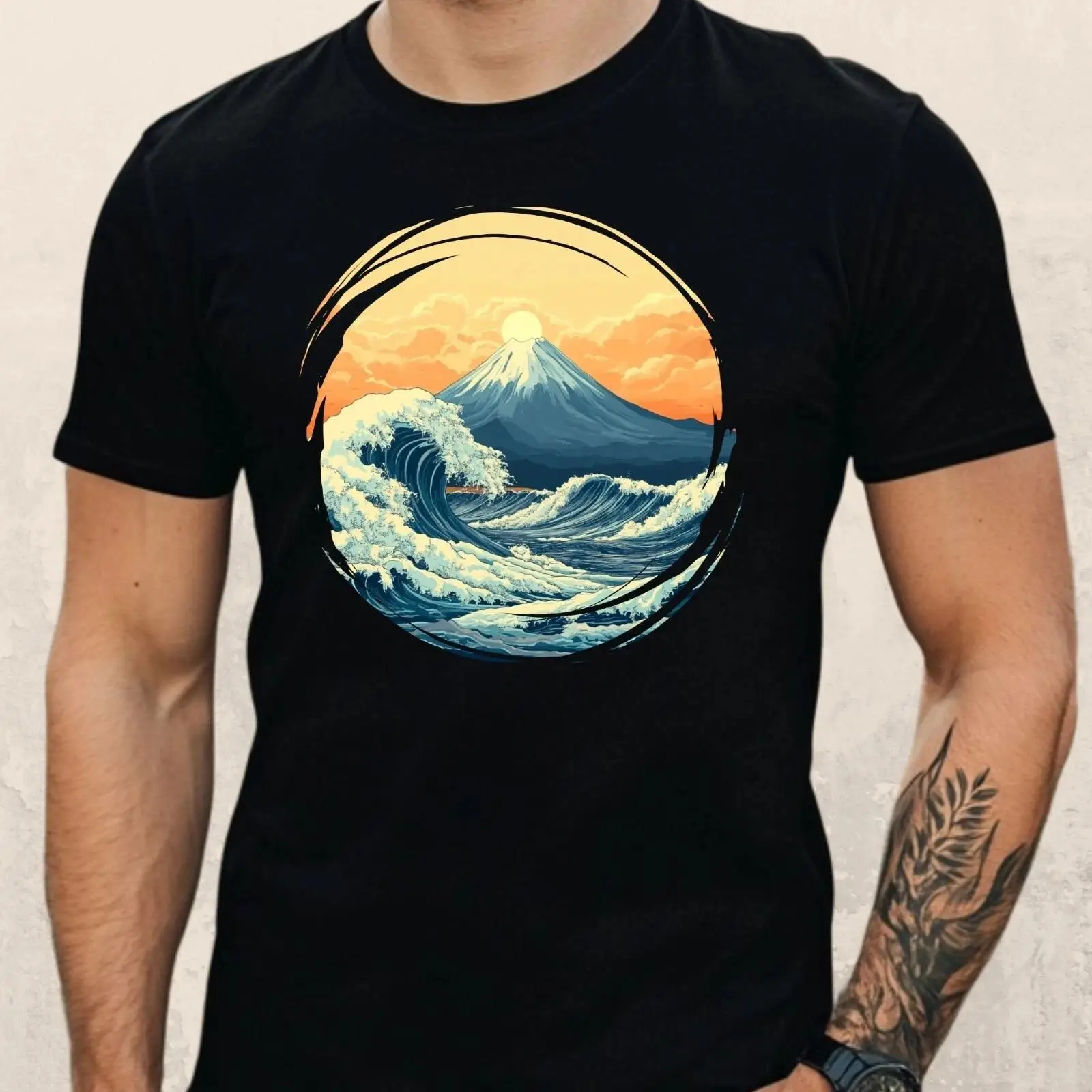 Vintage Fashion Herren - Herren T Shirt Mount Fuji Motiv