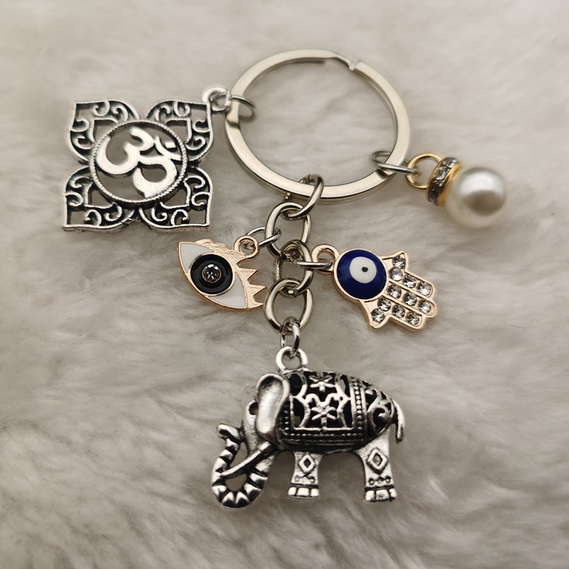 Vintage Ysl Fashion - Vintage Religious Keychain Elephant Buddha Pendant