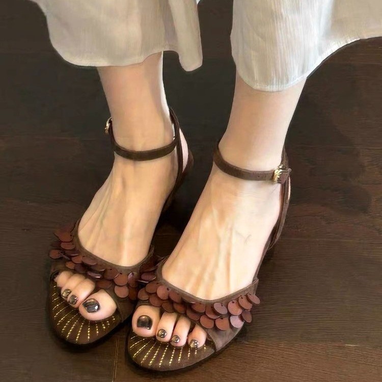 Vintage Fashion Female - Summer New Women's Slippers Pearl Embroidered
