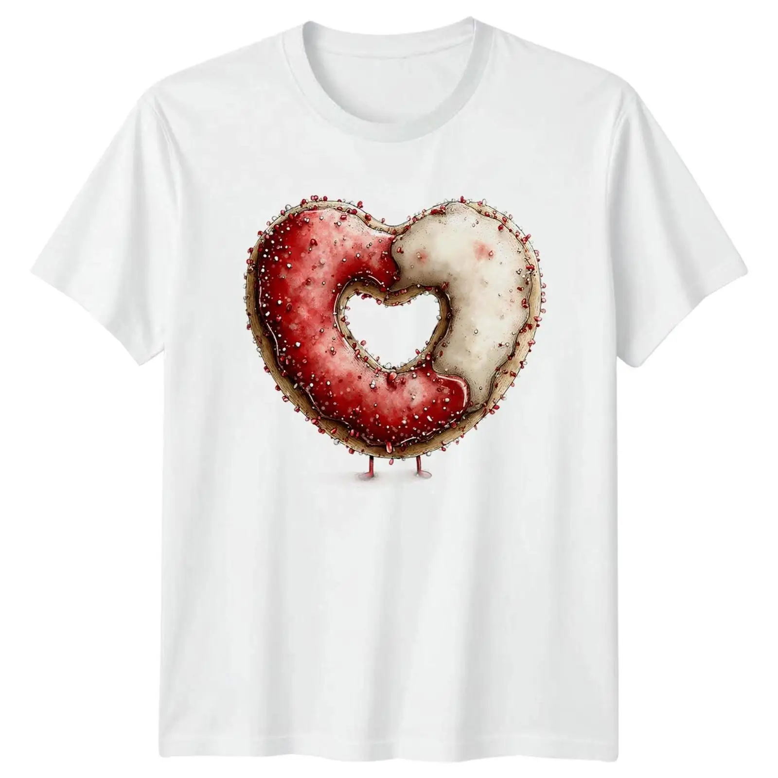 Vintage Fashion Herren - Herzförmiges Donut Food Grafik T Shirt