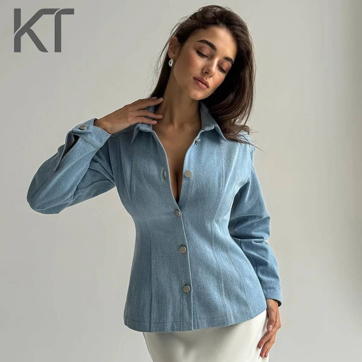 Vintage Fashion For Women - KT Vintage Waist Cinching Denim Shirt