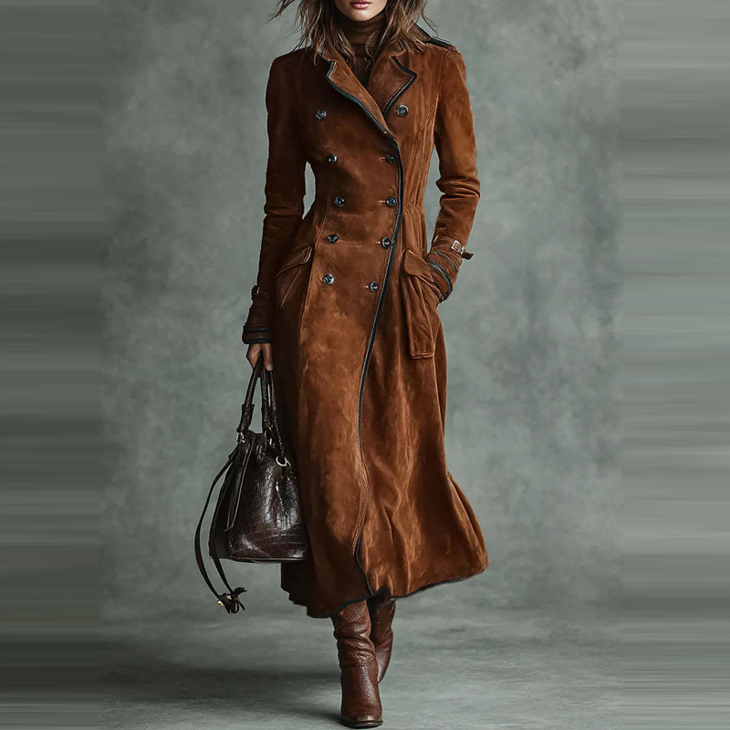 Velvet Blazer Vintage - Women's Fashion Lapel Collar Pockets Long
