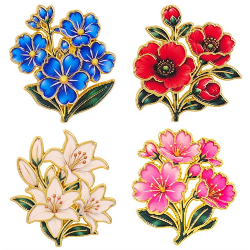 Vintage Victorian Fashion - Cute Vintage Colorful Floral Enamel Pin