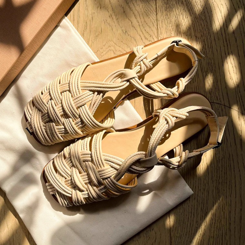 Vintage Fashion In 2026 - Vintage Hand-woven Flat-bottomed Roman Sandals Women's