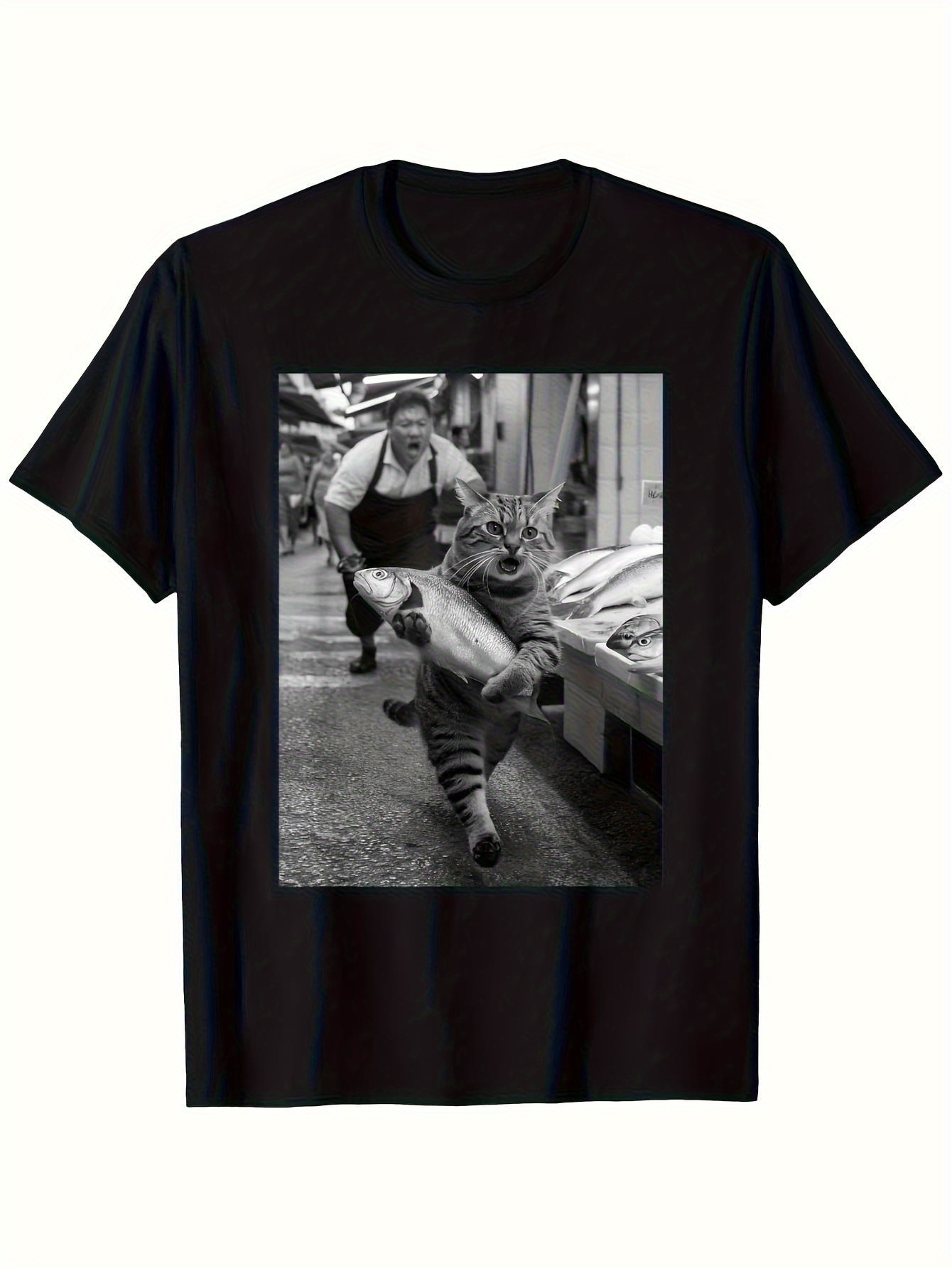 Funny Cat Steals Fish Market G - Vintage Fashion Market review and price