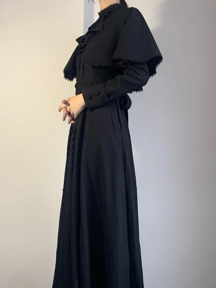 Japanese Gothic  Black Elegant - Vintage Slip Dress review and price