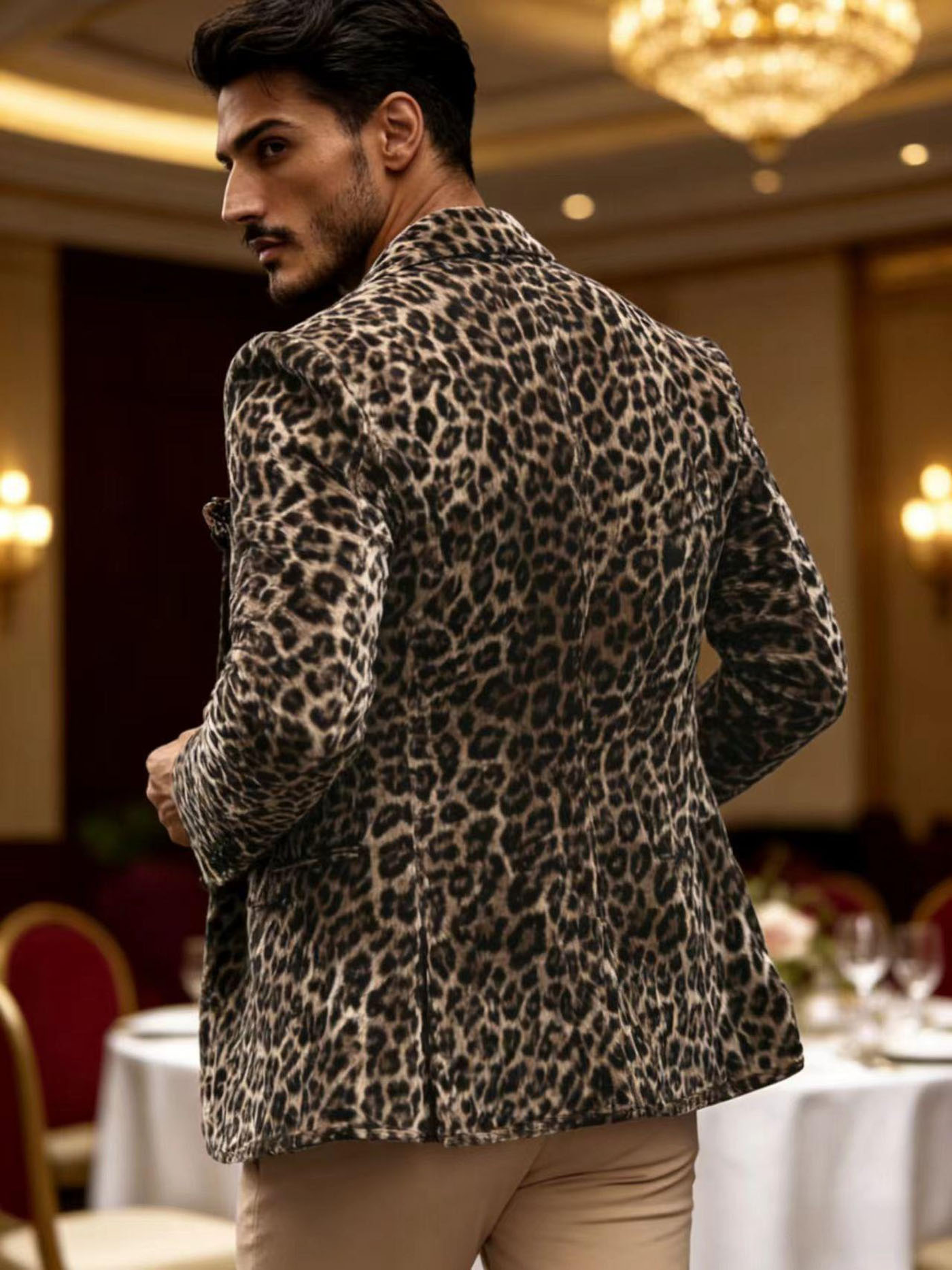 Men’s Leopard Print Velvet Bla - Velvet Blazer Vintage review and price
