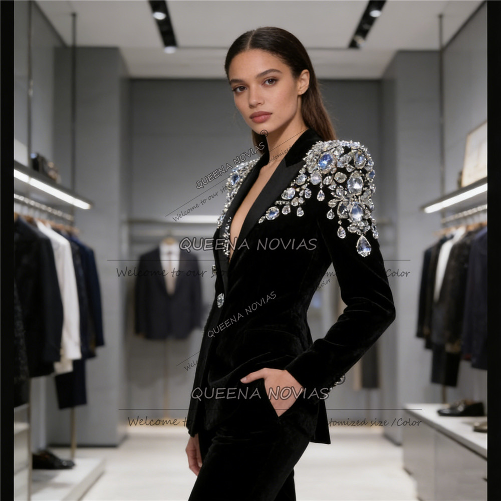 Exclusive Diamond Beaded Suits - Velvet Blazer Vintage review and price