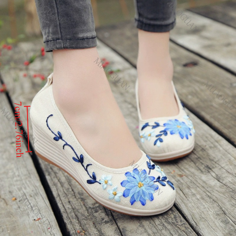 Embroidered Women Comfort Wedg - Vintage Fashion Female review and price