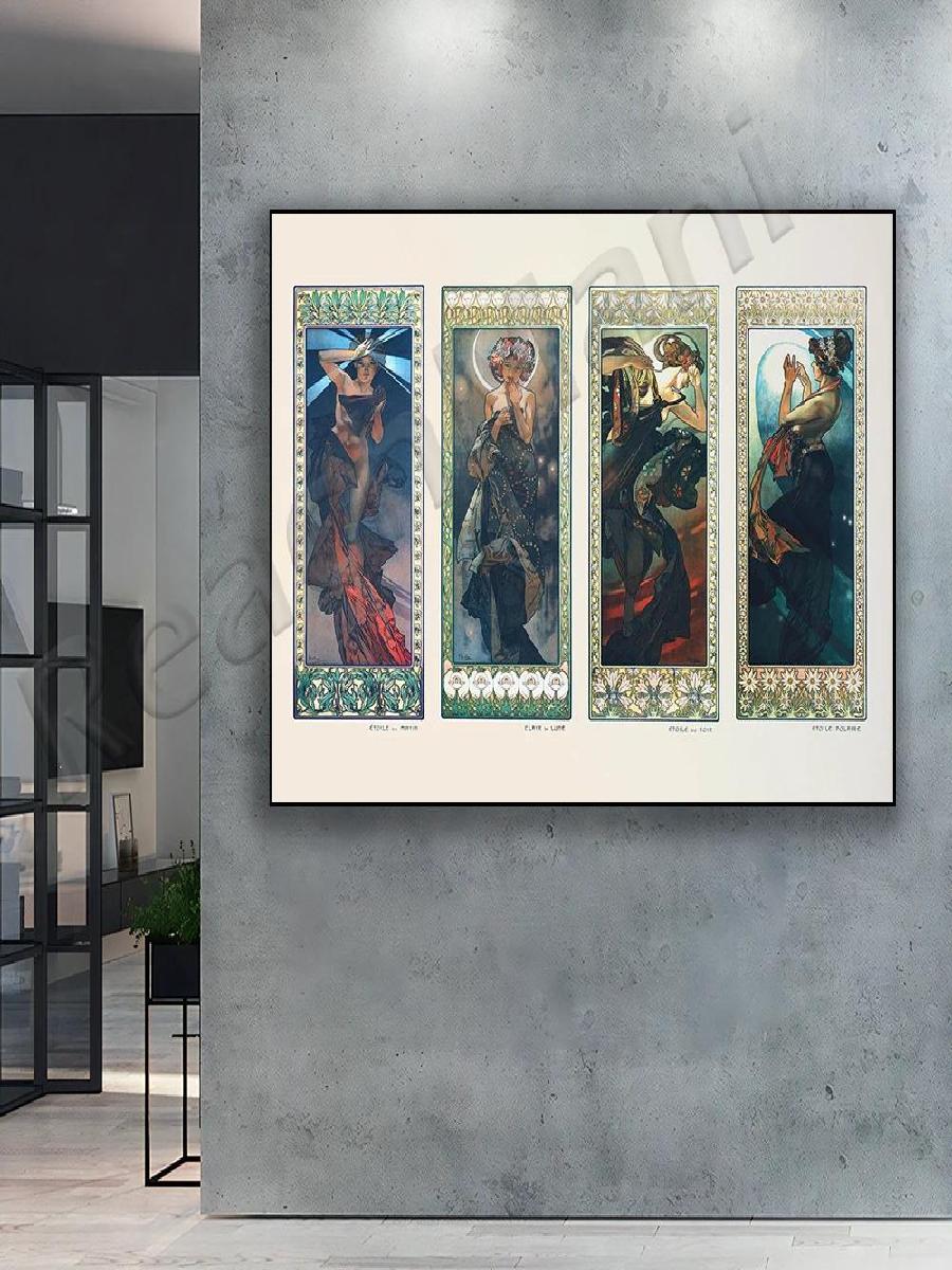 Art Nouveau Poster Moon and St - Vintage Fashion Prints For Wall review and price