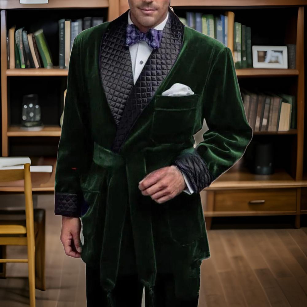 Green Velvet Smoking Suit Jack - Velvet Blazer Vintage review and price