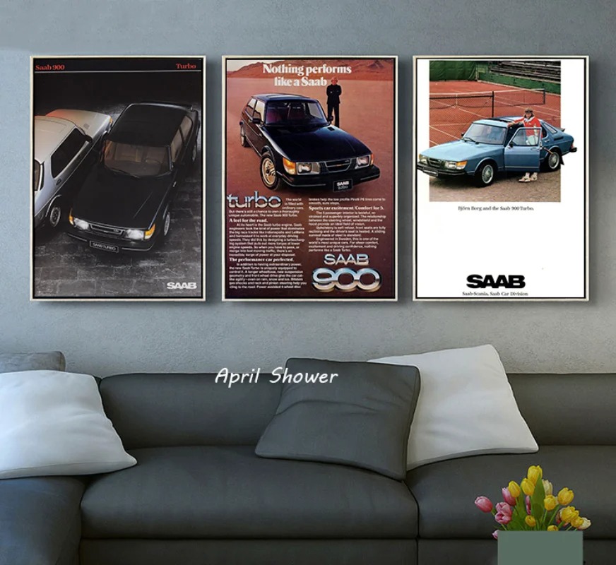 Classic Vintage Saab 900 Turbo - Vintage Fashion Prints For Wall review and price