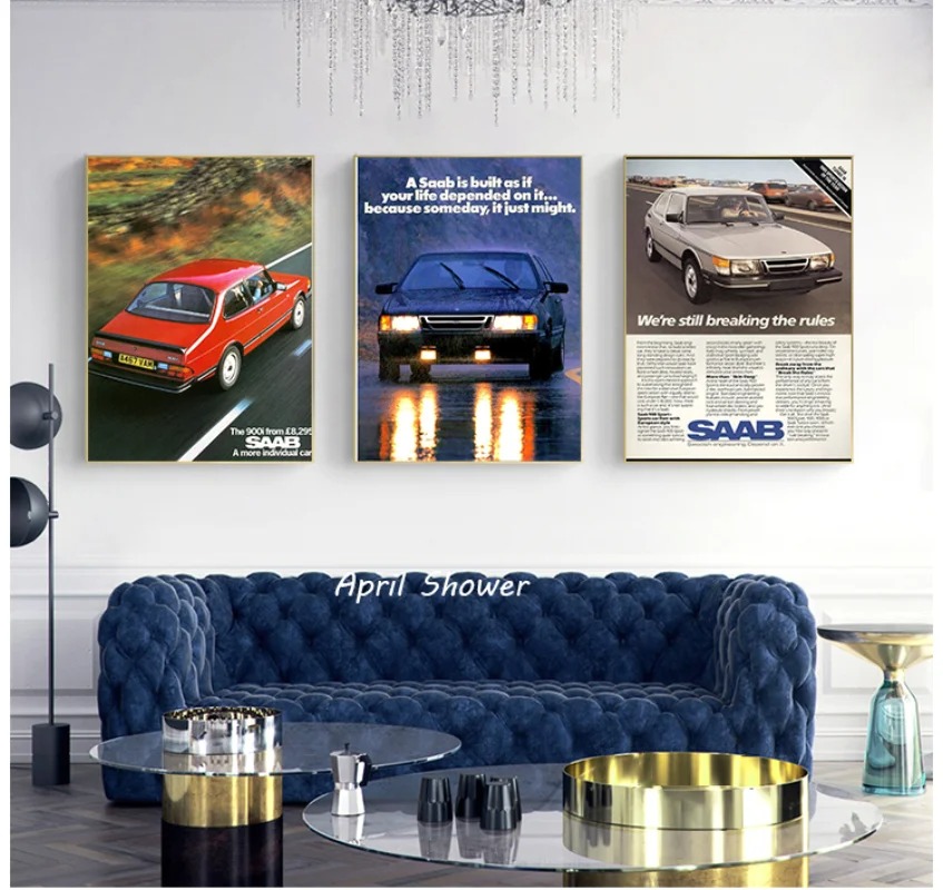 Classic Vintage Saab 900 Turbo - Vintage Fashion Prints For Wall review and price