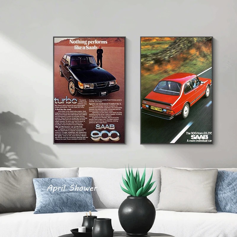 Classic Vintage Saab 900 Turbo - Vintage Fashion Prints For Wall review and price