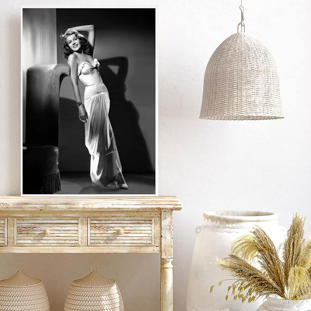 Rita Hayworth Poster,Black and - Vintage Fashion Prints For Wall review and price
