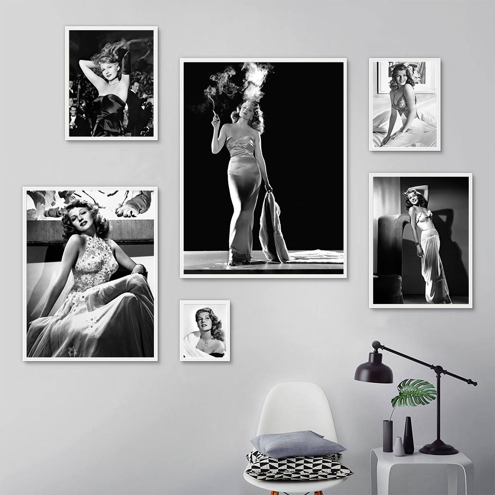 Rita Hayworth Poster,Black and - Vintage Fashion Prints For Wall review and price