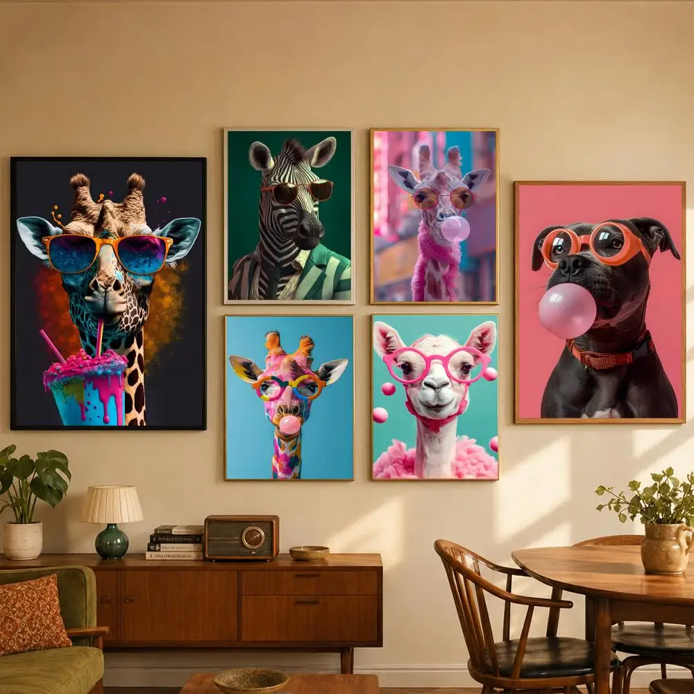 Art V-Vibrant Animal Bubble Fa - Vintage Fashion Prints For Wall review and price