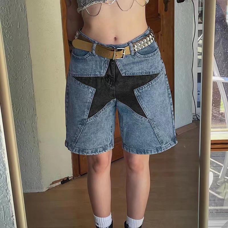 Stars Patchwork Women Short Je - Vintage Fashion Jeans review and price